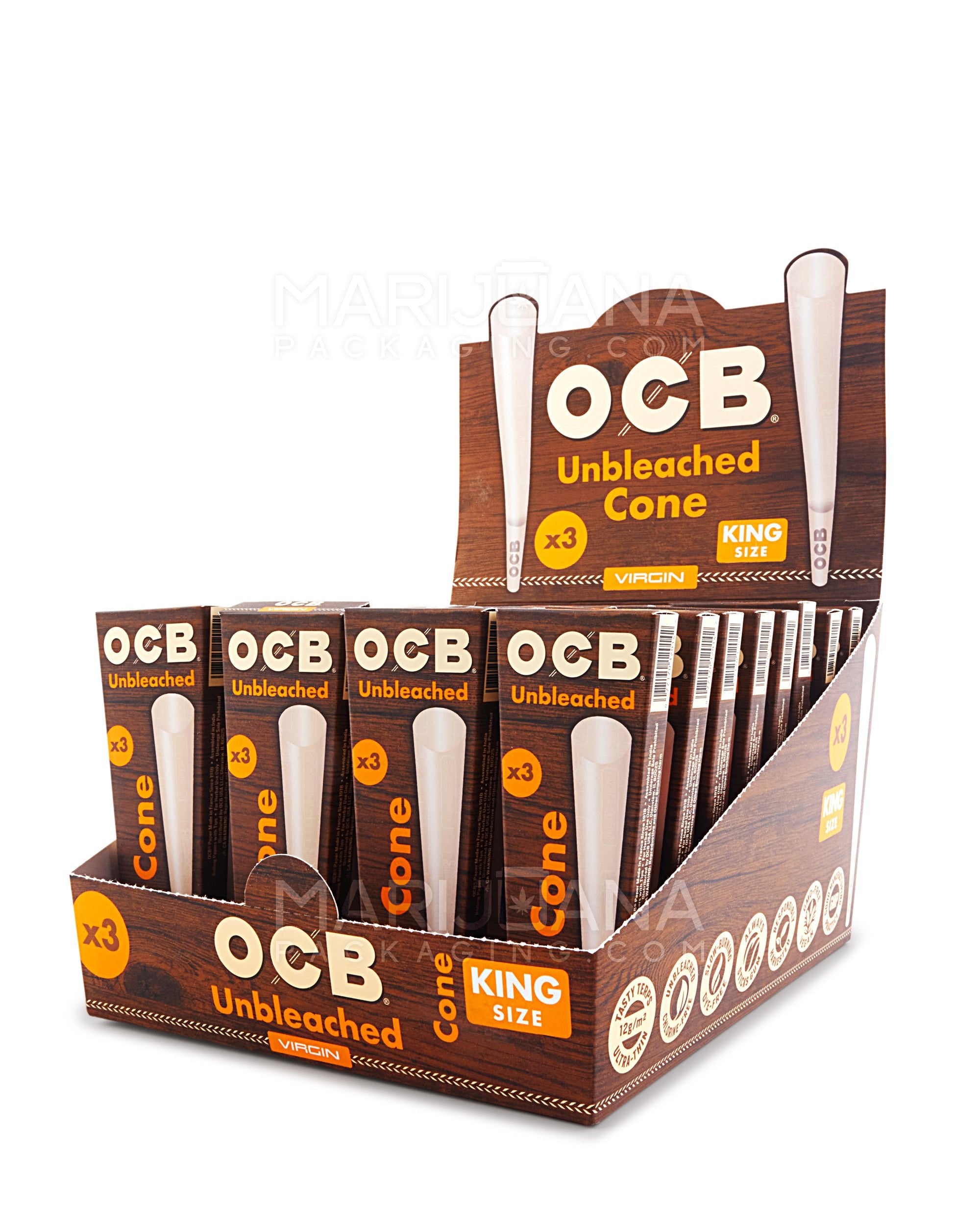 OCB | 'Retail Display' King Size Thin Pre-Rolled Cones | 109mm - Unbleached Paper - 32 Count - 2