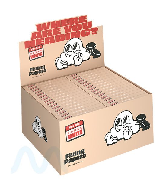 FLYING PAPERS | 'Retail Display' Pre - Rolled Cones | 109mm - Organic White Paper - 60 Count - 1