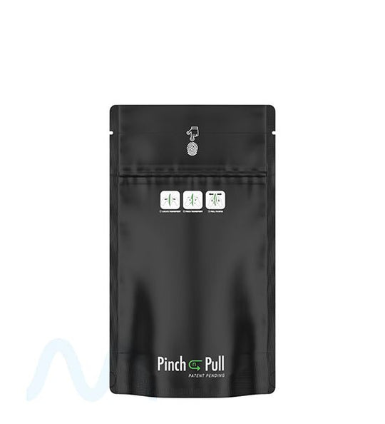 Child Resistant & Tamper Evident | Pinch N Pull Matte Black PCR Mylar Bags | 4in x 7in - 7g - 250 Count - 1