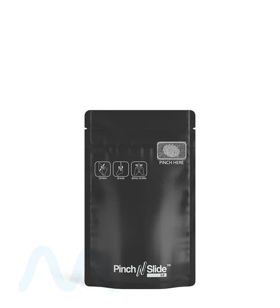 Child Resistant & Tamper Evident | Pinch N Slide 3.0 Matte Black PCR Mylar Bags | 3.6in x 5.7in - 3.5g - 250 Count - 1