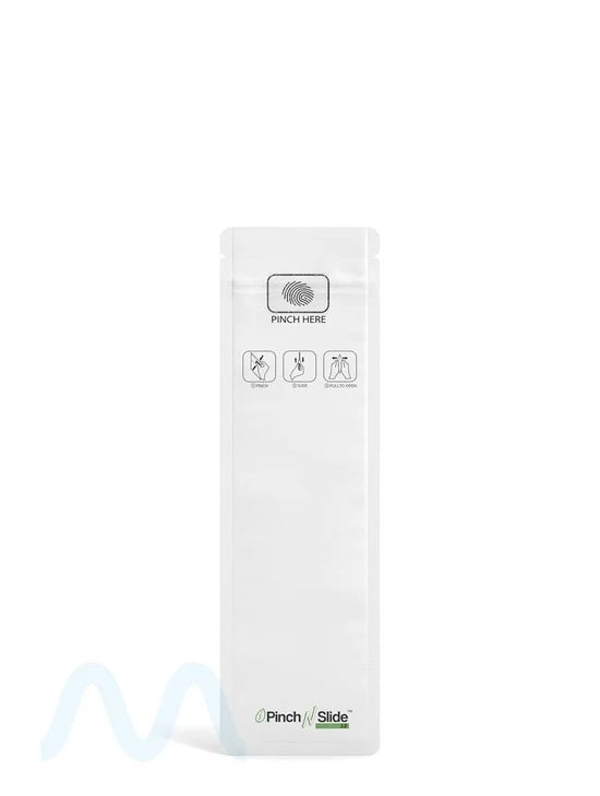 Child Resistant & Tamper Evident | Pinch N Slide 3.0 Matte White PCR Mylar Bags | 2.4in x 7.8in - 2.5g - 250 Count - 1
