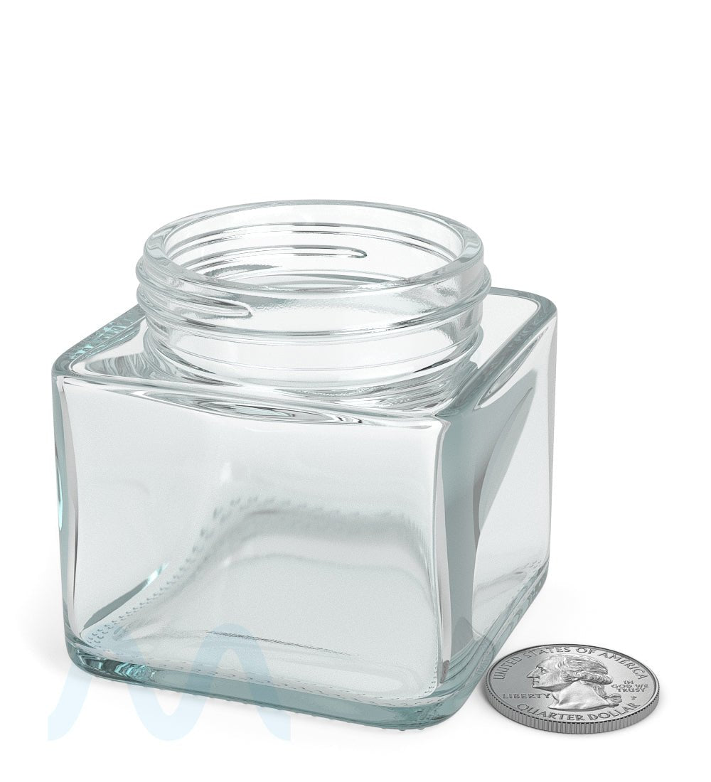 Cube Clear Glass V2 Jars | 50mm - 3oz - 80 Count - 8