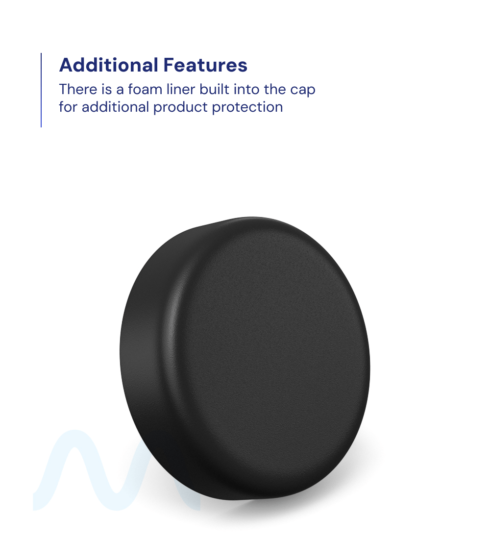 Child Resistant | Round Push Down & Turn Plastic PCR Caps w/ Foam Liner | 53mm - Matte Black - 100 Count - 2