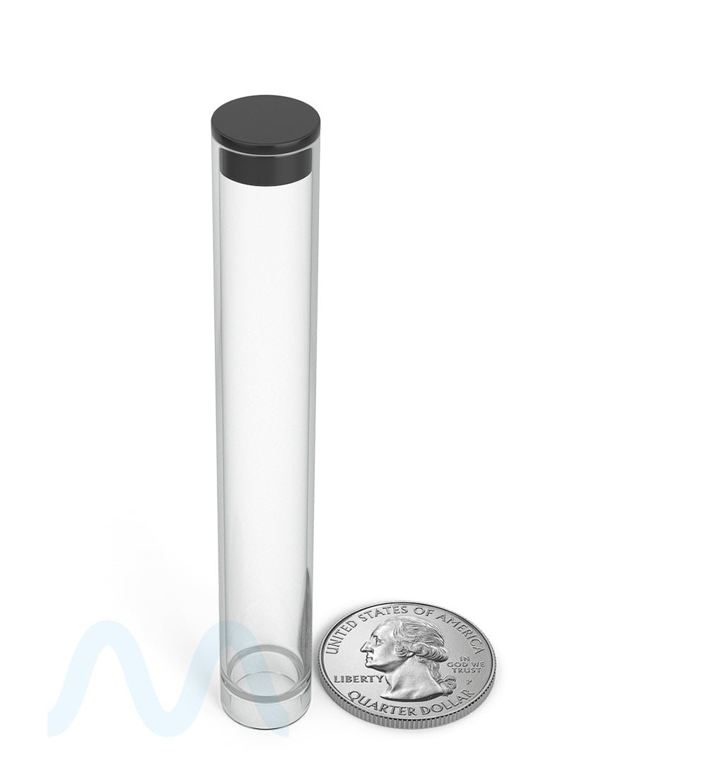 Buttonless Vape Cartridge Tube w/ Black Cap | 86mm - Clear Plastic - 500 Count - 6