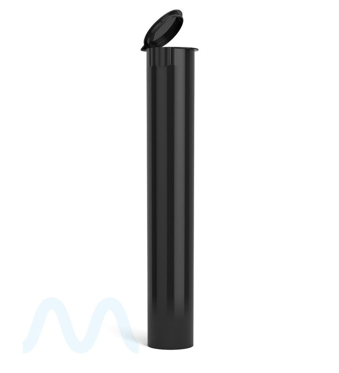 Child Resistant | King Size Pop Top Opaque Plastic USA Pre-Roll Tubes (Open) | 116mm - Black - 1000 Count Image