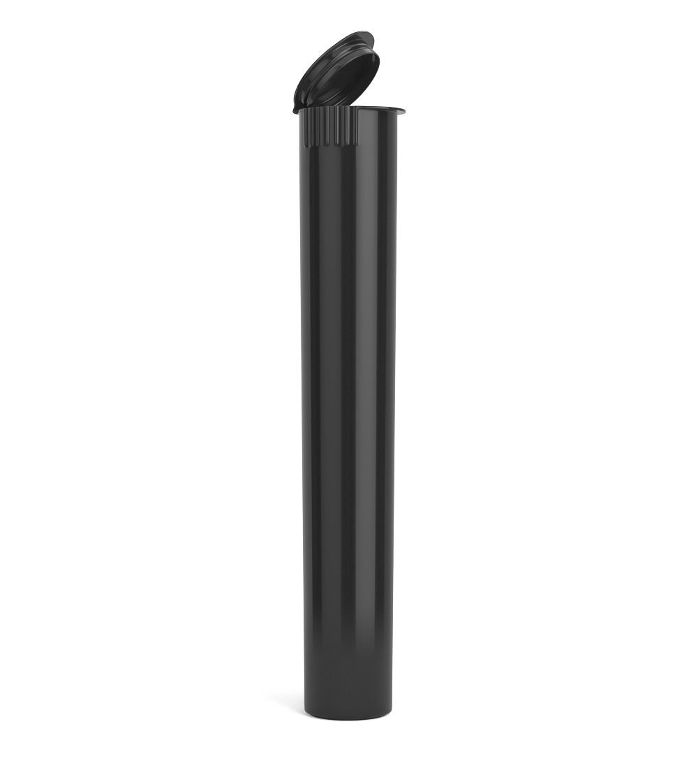 Child Resistant | King Size Pop Top Opaque Plastic Pre - Roll Tubes | 116mm - Black - 1000 Count - 1