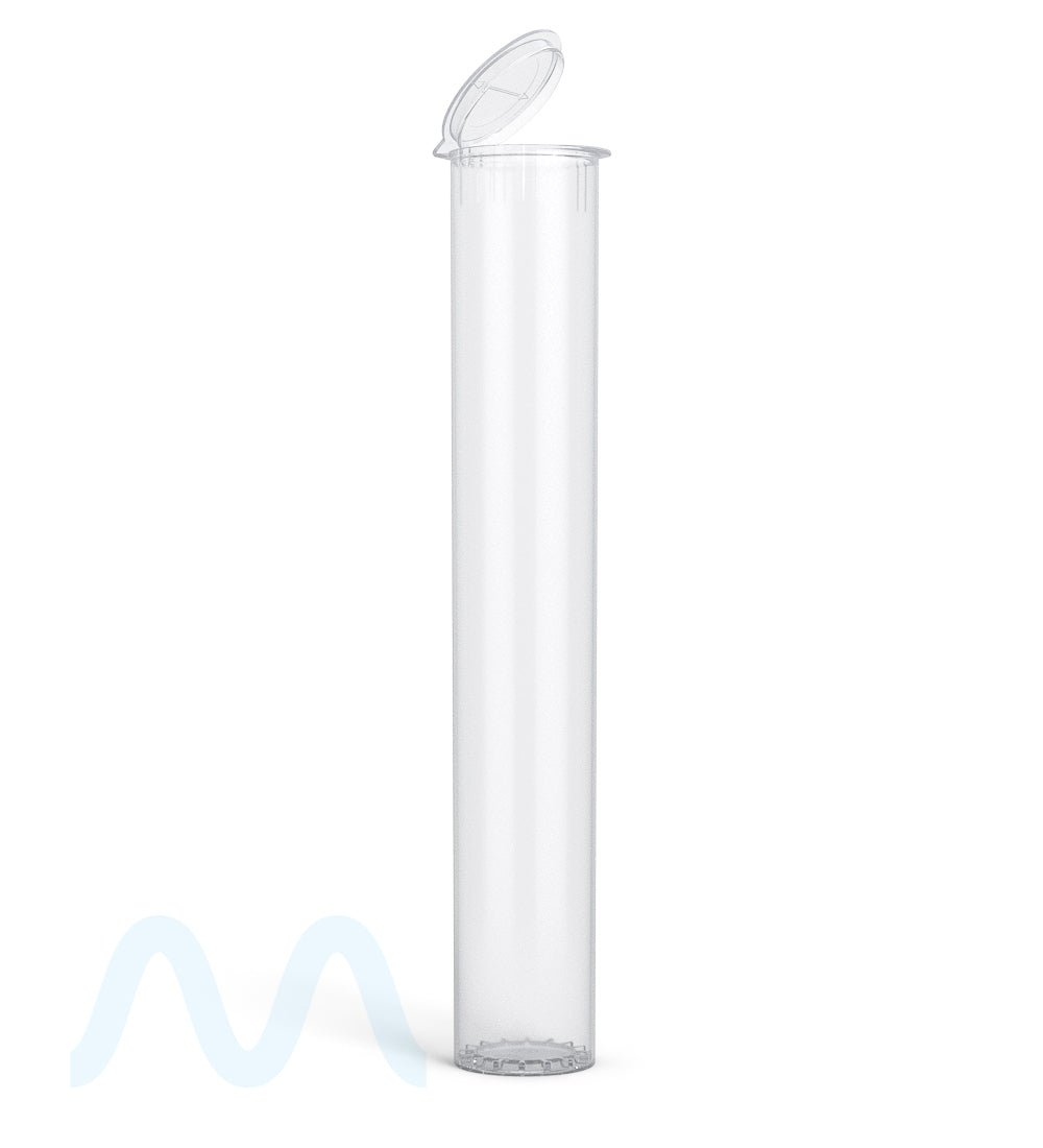 Child Resistant | King Size Pop Top Transparent Plastic USA Pre - Roll Tubes (Open) | 116mm - Clear - 1000 Count - 1