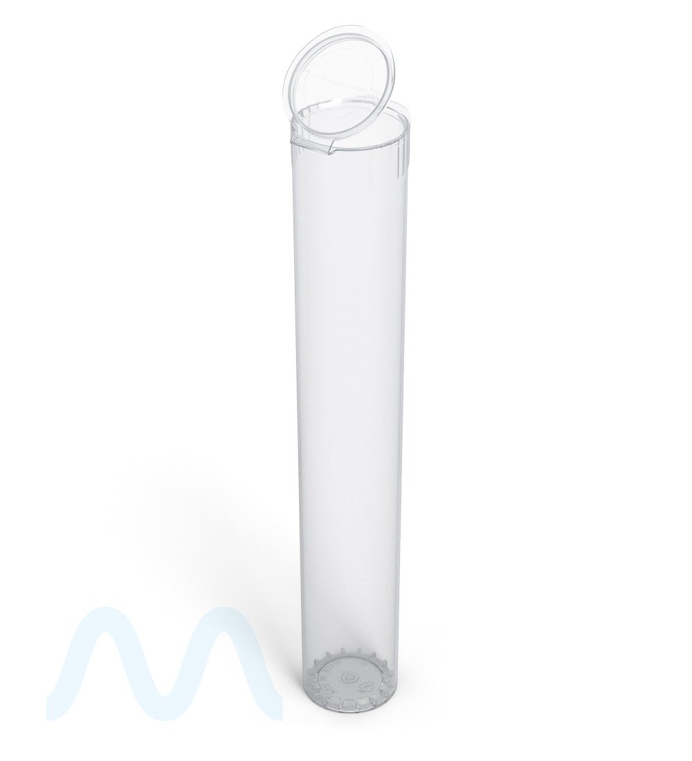 Child Resistant | King Size Pop Top Transparent Plastic USA Pre - Roll Tubes (Open) | 116mm - Clear - 1000 Count - 8