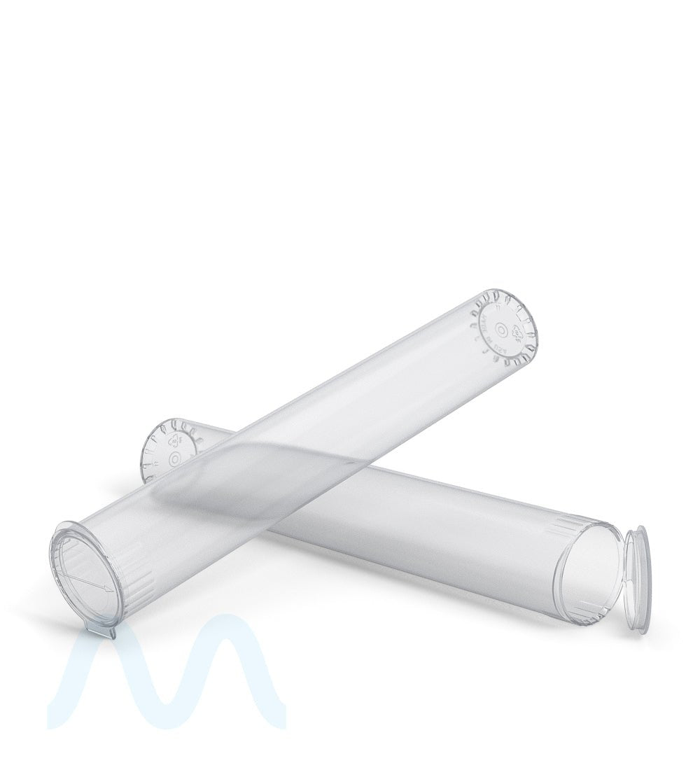 Child Resistant | King Size Pop Top Transparent Plastic USA Pre - Roll Tubes (Open) | 116mm - Clear - 1000 Count - 9