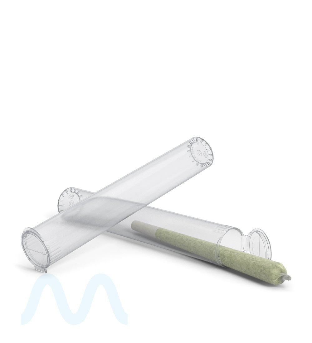 Child Resistant | King Size Pop Top Transparent Plastic USA Pre - Roll Tubes (Open) | 116mm - Clear - 1000 Count - 10