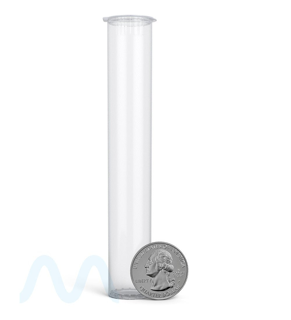 Child Resistant | King Size Pop Top Transparent Plastic USA Pre - Roll Tubes (Open) | 116mm - Clear - 1000 Count - 11