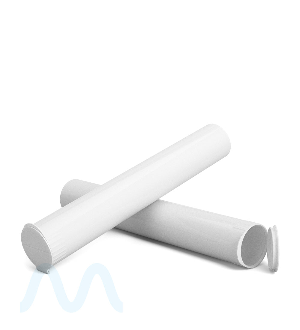 Child Resistant | King Size Pop Top Opaque Plastic USA Pre - Roll Tubes (Open) | 116mm - White - 1000 Count - 8