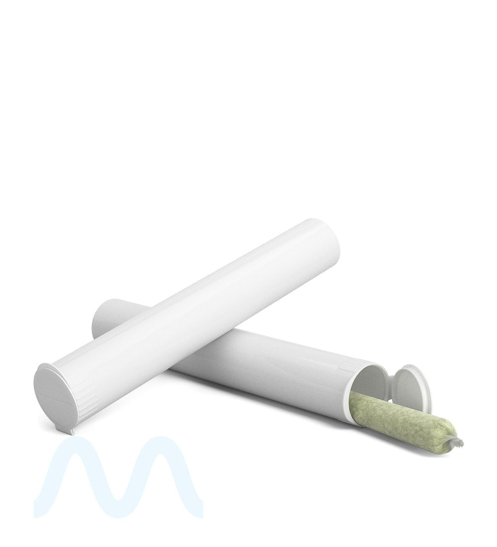 Child Resistant | King Size Pop Top Opaque Plastic USA Pre - Roll Tubes (Open) | 116mm - White - 1000 Count - 9