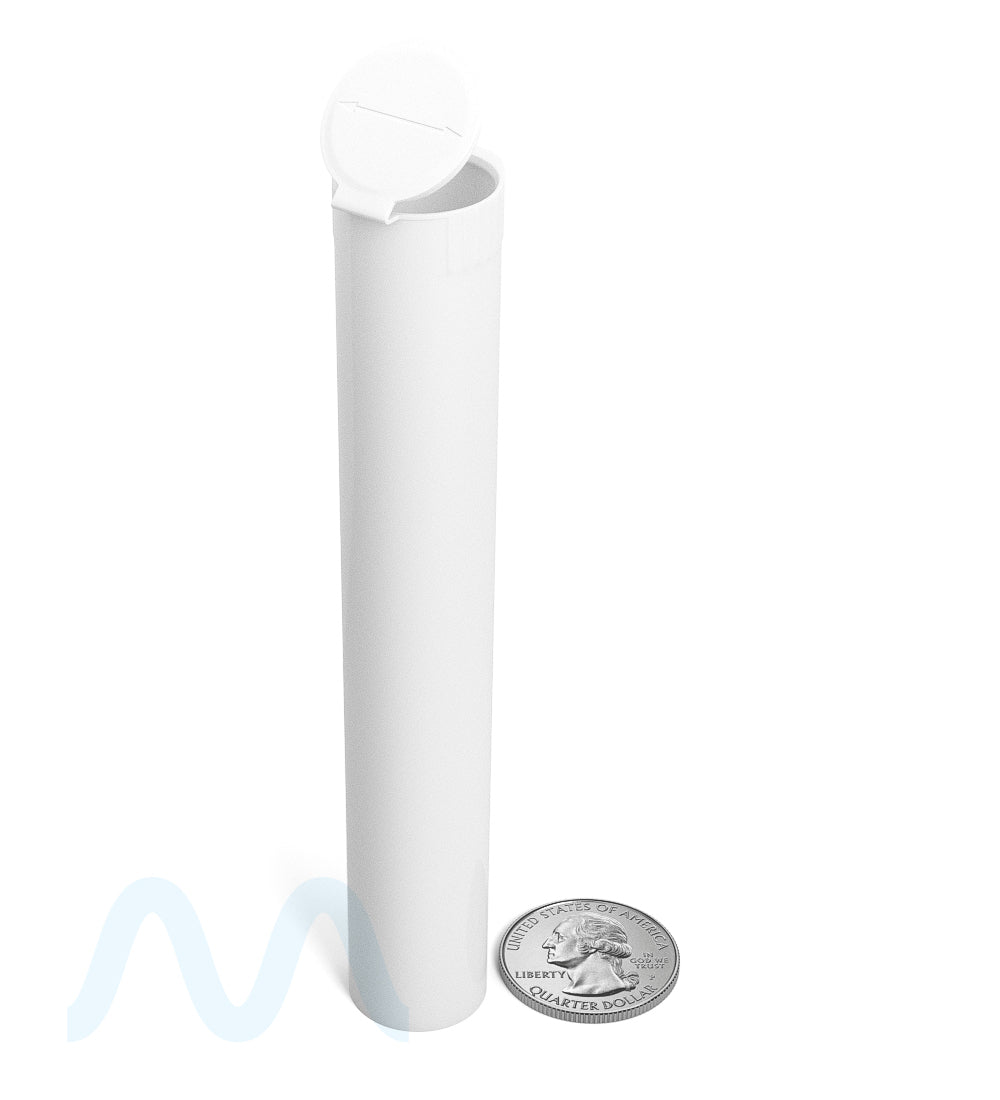 Child Resistant | King Size Pop Top Opaque Plastic USA Pre - Roll Tubes (Open) | 116mm - White - 1000 Count - 11