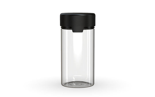 CHUBBY GORILLA | Child Resistant Clear Plastic Aviator Container with Opaque Black Closure | 180cc - 6oz - 300 Count - 1