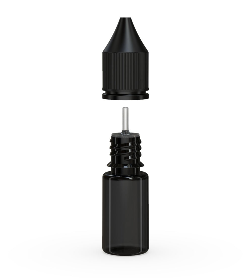 CHUBBY GORILLA | Child Resistant Unicorn V3 PET Dropper Bottles w/ Black Lid | 10mL - Transparent Black - 2000 Count - 3