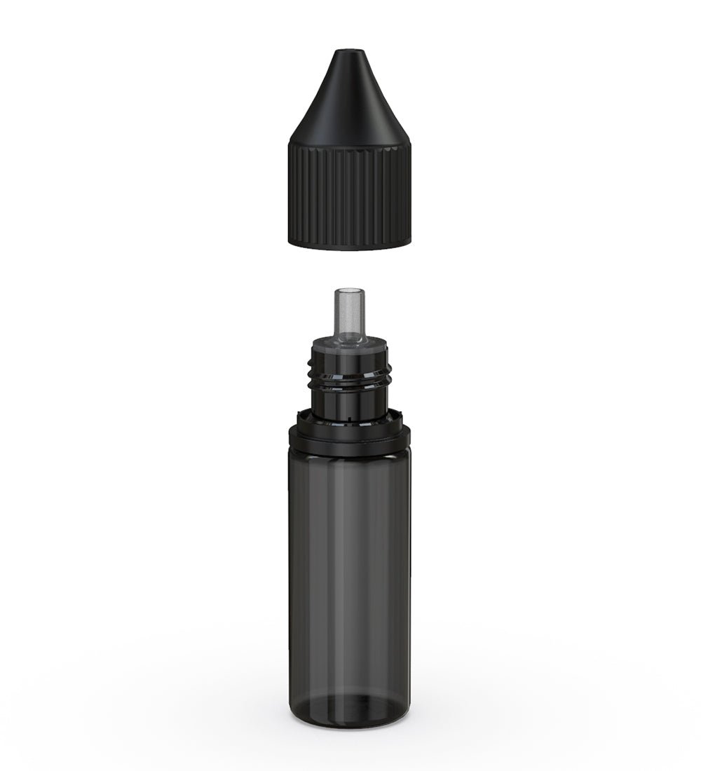 CHUBBY GORILLA | Child Resistant Unicorn V3 PET Dropper Bottles w/ Black Reducer | 15mL - Transparent Black - 2000 Count - 2