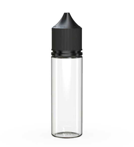 CHUBBY GORILLA | Child Resistant Unicorn V3 PET Dropper Bottles w/ Black Lid | 50mL - Clear - 500 Count - 1