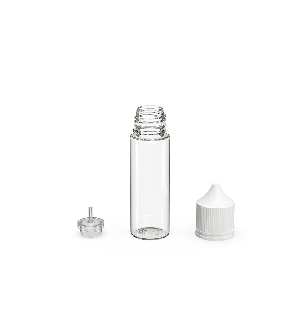 CHUBBY GORILLA | Child Resistant Unicorn V3 PET Dropper Bottles w/ White Lid | 50mL - Clear - 500 Count - 4