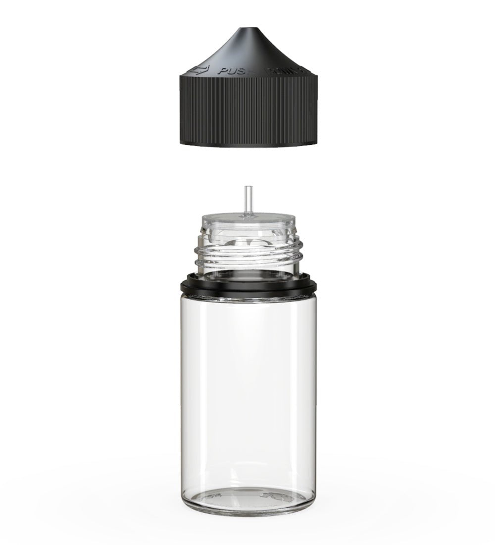 CHUBBY GORILLA | Child Resistant Mini Unicorn PET Dropper Bottles w/ Black Lid | 60mL - Clear - 500 Count - 2