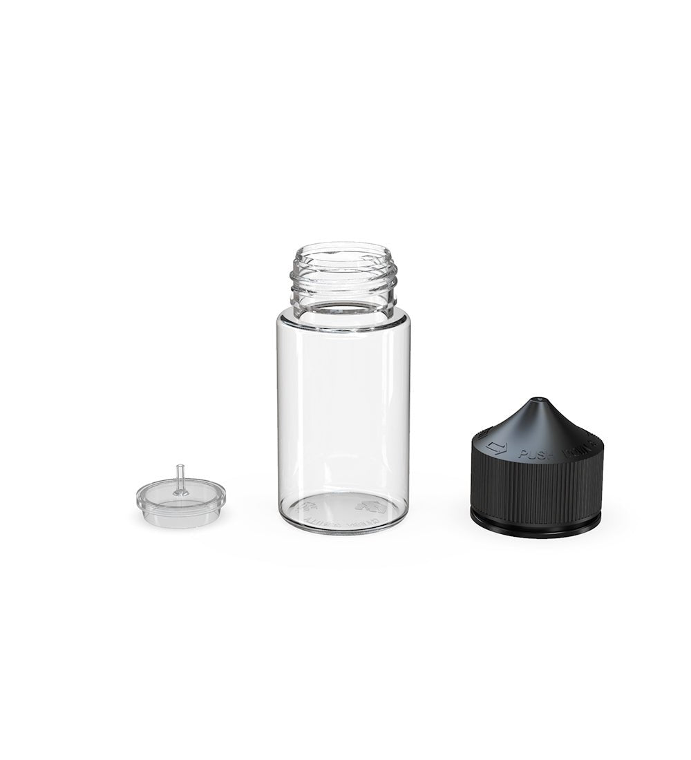 CHUBBY GORILLA | Child Resistant Mini Unicorn PET Dropper Bottles w/ Black Lid | 60mL - Clear - 500 Count - 4