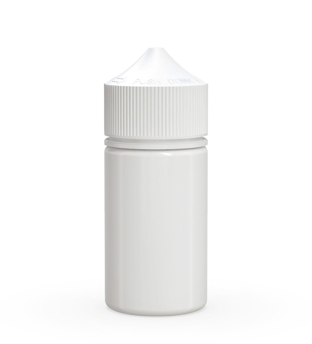 CHUBBY GORILLA | Child Resistant Mini Unicorn PET Dropper Bottles w/ White Lid | 60mL - White - 500 Count - 1