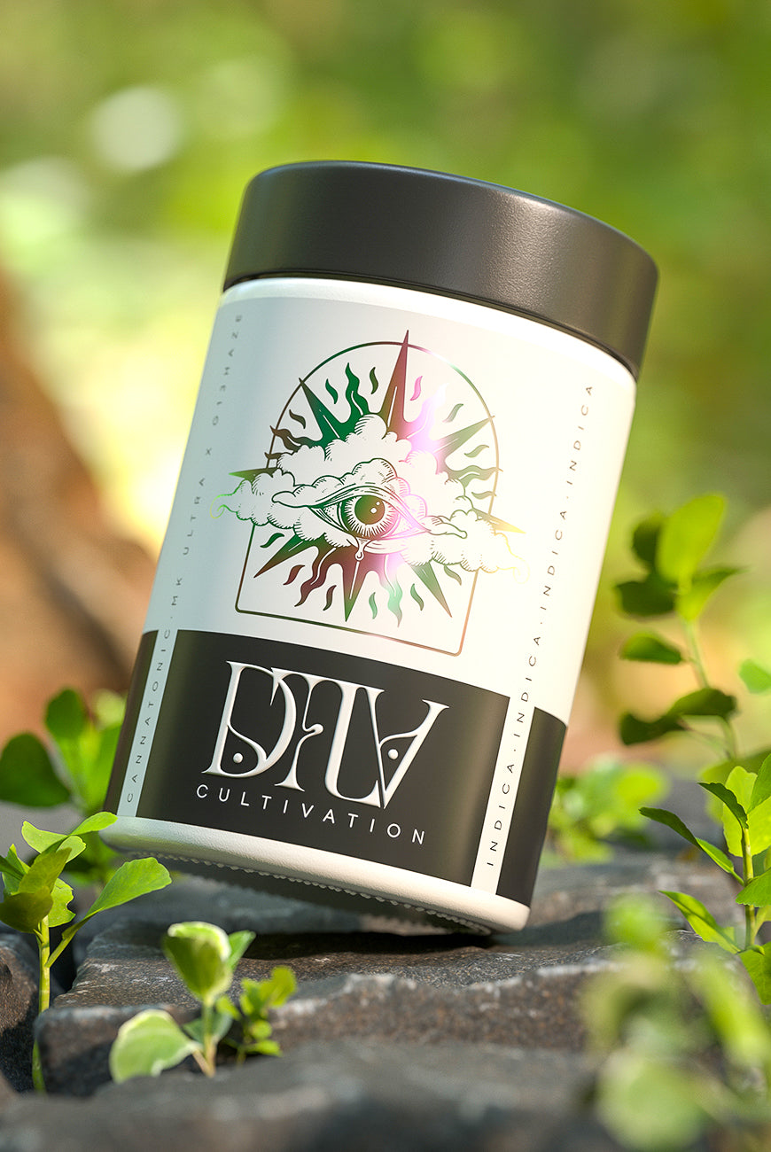 Opaque black plastic jar with a custom-printed label and a secure lid, ideal for preserving product freshness.