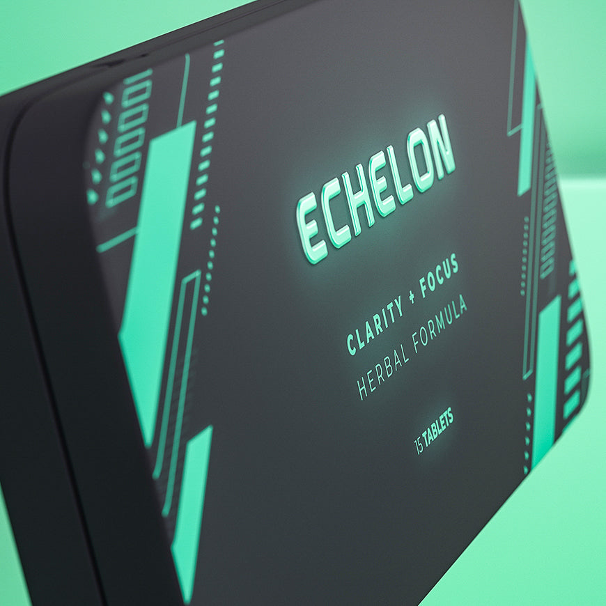 Futuristic black packaging box with glowing green accents and bold typography, emphasizing modern and innovative branding.