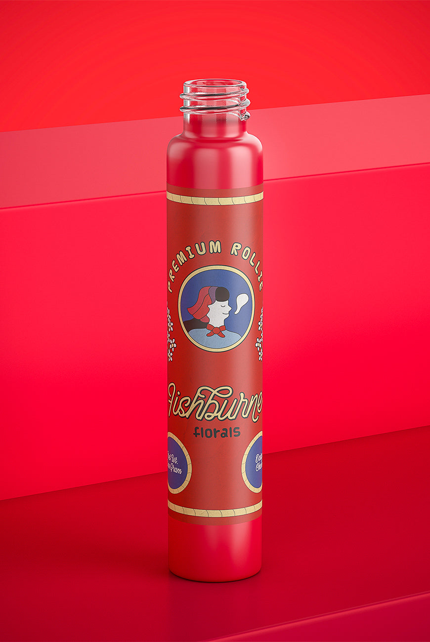 Tall red aluminum bottle with a metallic finish and bold custom branding, designed for durability and stylish appeal.