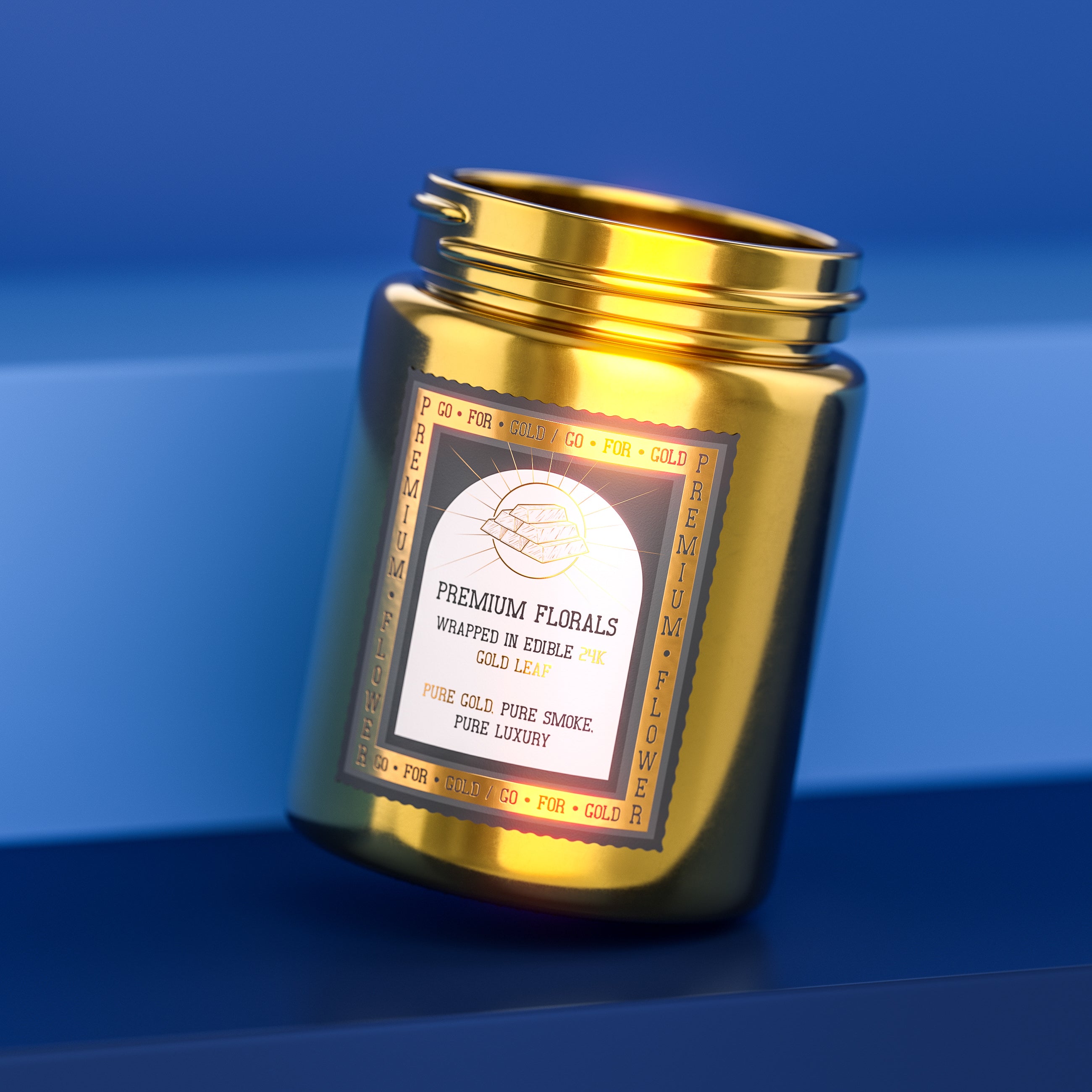 Get beautiful gold glass jars with secure screw-top lids and elegant branding, showcasing luxury and durability.