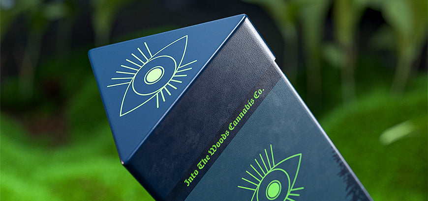 Custom printed blue folding carton with minimalist branding, featuring a sleek and durable design for premium products.