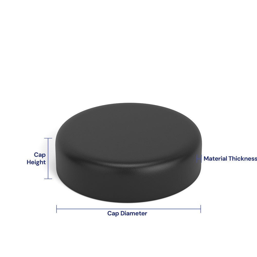 Child Resistant | Round Push Down & Turn Plastic Caps w/ Foam Liner | 53mm - Matte Black - 100 Count - 1