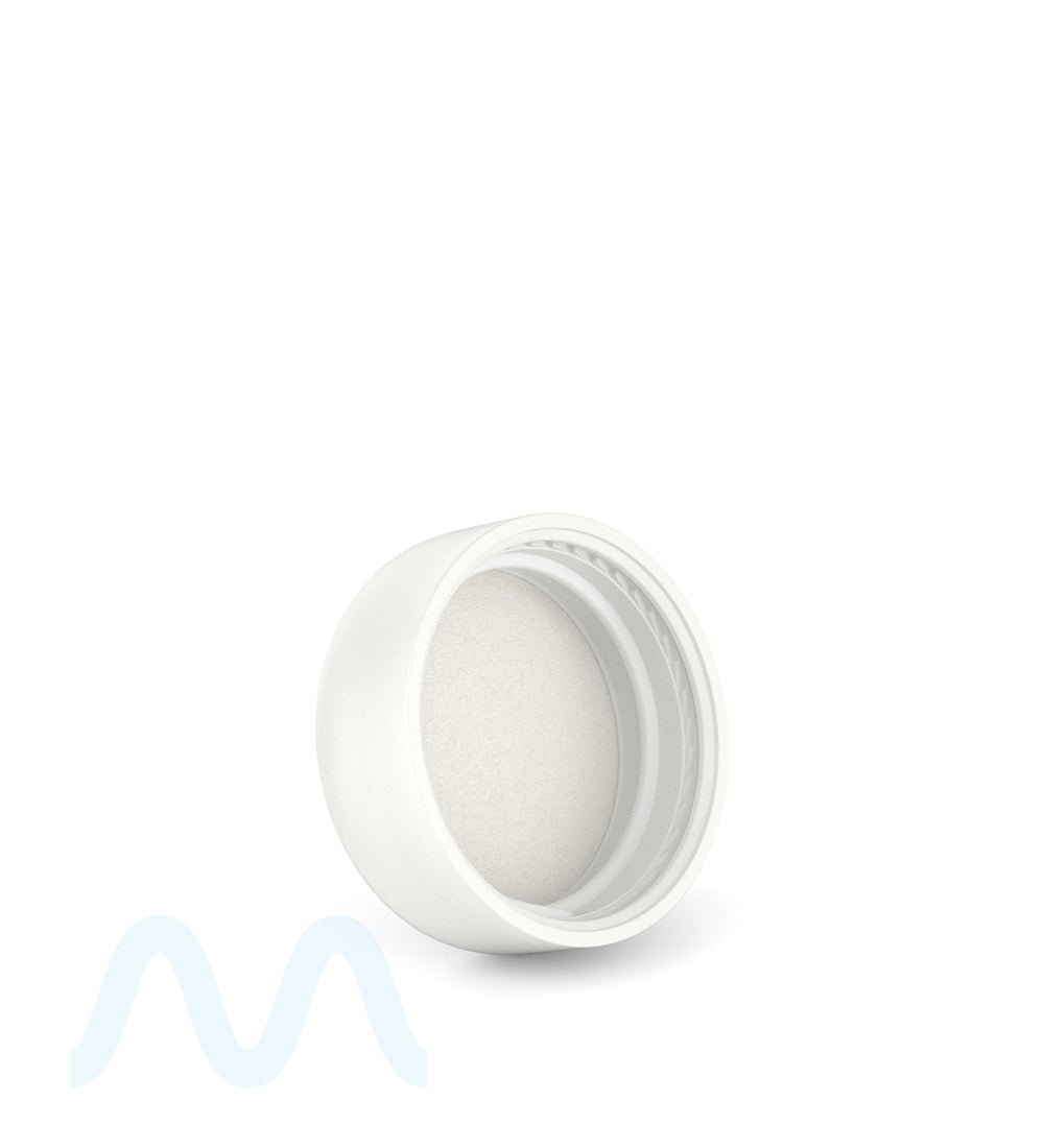 POLLEN GEAR | HiLine Child Resistant Smooth Push Down & Turn Plastic Round Caps w/ Foam Liner | 36mm - Matte White - 308 Count - 4