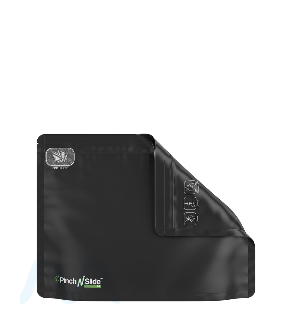 Child Resistant & Tamper Evident | Pinch N Slide 3.0 Matte Black PCR Mylar Exit Bags | 12in x 9in - 56g - 250 Count - 4