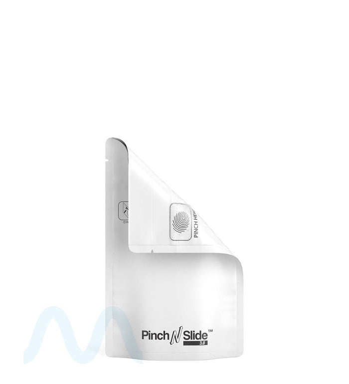 Child Resistant & Tamper Evident | Pinch N Slide 3.0 Matte White PCR Mylar Bags | 3.6in x 5.7in - 3.5g - 250 Count Image