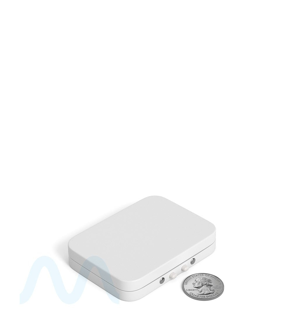 Child Resistant & Sustainable | Hinged - Lid Mini Edible & Joint Box | 80mm x 58mm - White Tin - 100 Count - 9