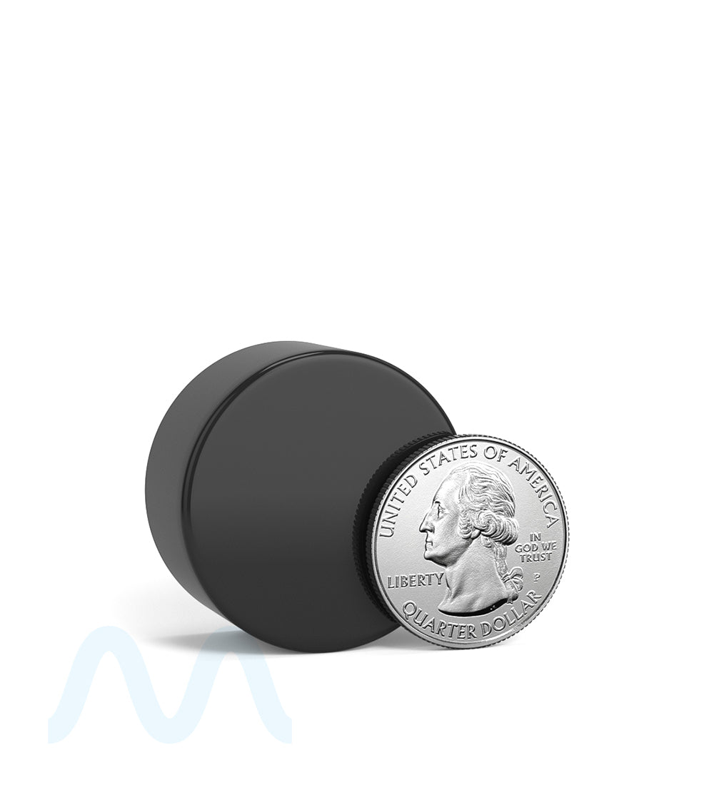 Child Resistant | Smooth Push Down & Turn Plastic PCR Caps w/ Foil Liner | 28mm - Glossy Black - 504 Count - 6