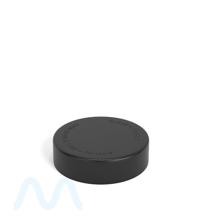 Child Resistant Smooth Push Down & Turn Plastic PCR Caps w/ Foam Liner | 50mm - Matte Black | Sample Image
