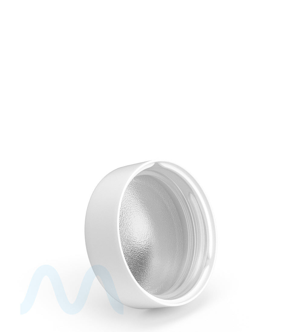 Child Resistant | Smooth Push Down & Turn Plastic No Text Caps w/ Foil Liner | 38mm - Matte White - 320 Count - 4