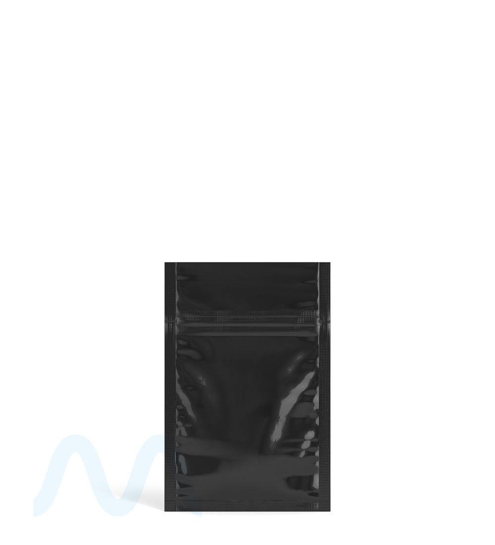 Tamper Evident | Glossy Black Mylar Bags (No Tear Notch) | 3in x 4.5in - 1g - 1000 Count - 1