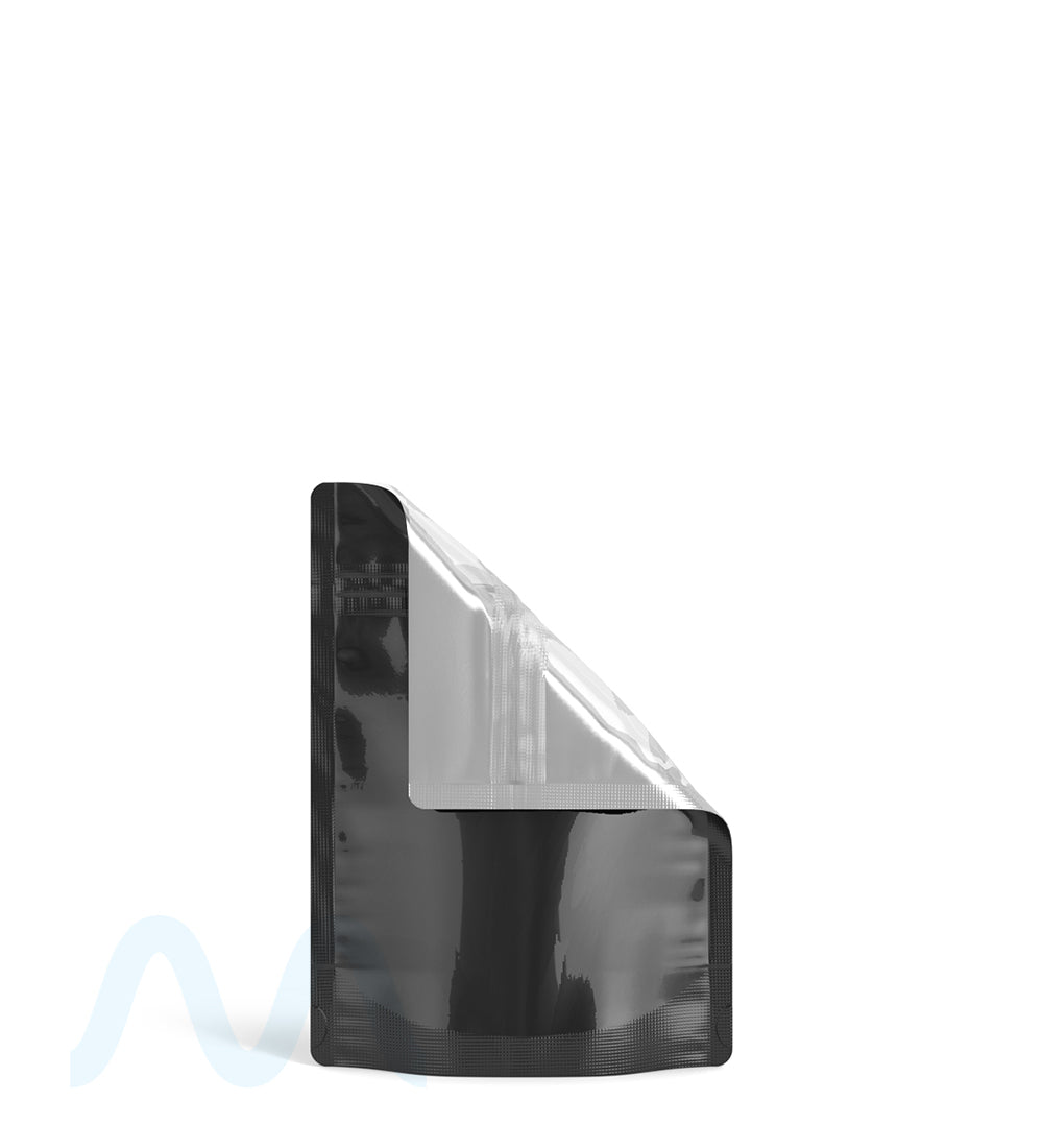 Tamper Evident | Glossy Black Vista PCR Mylar Bags (No Tear Notch) | 3.62in x 5in - 3.5g - 1000 Count - 5