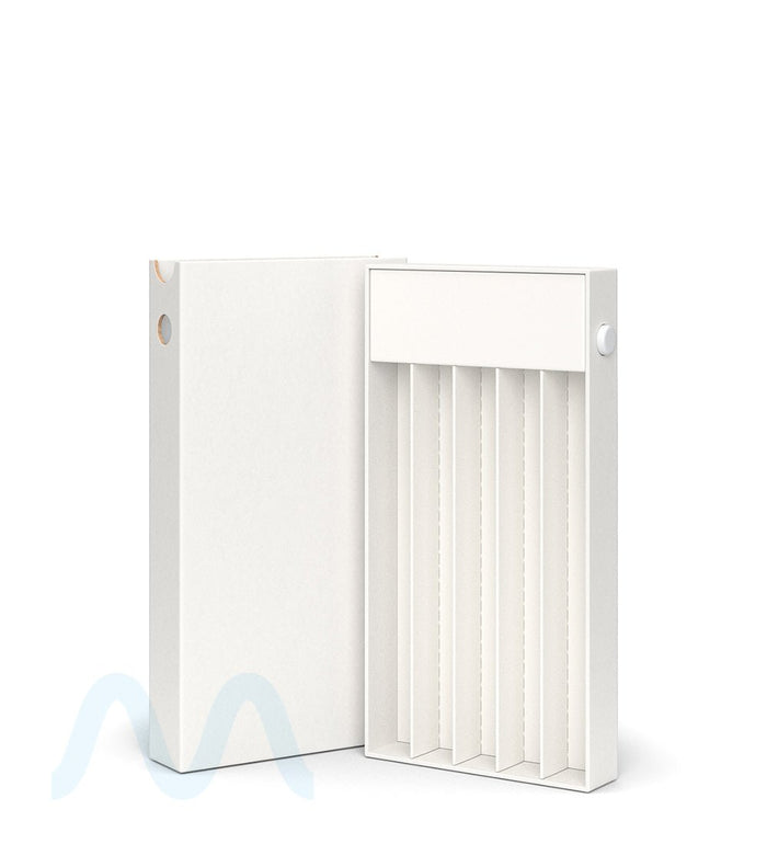 Child Resistant & Sustainable | 100% Recyclable Pre-Roll Slim Case w/ Press Button | 145mm x 77mm - White Cardboard - 100 Count Image
