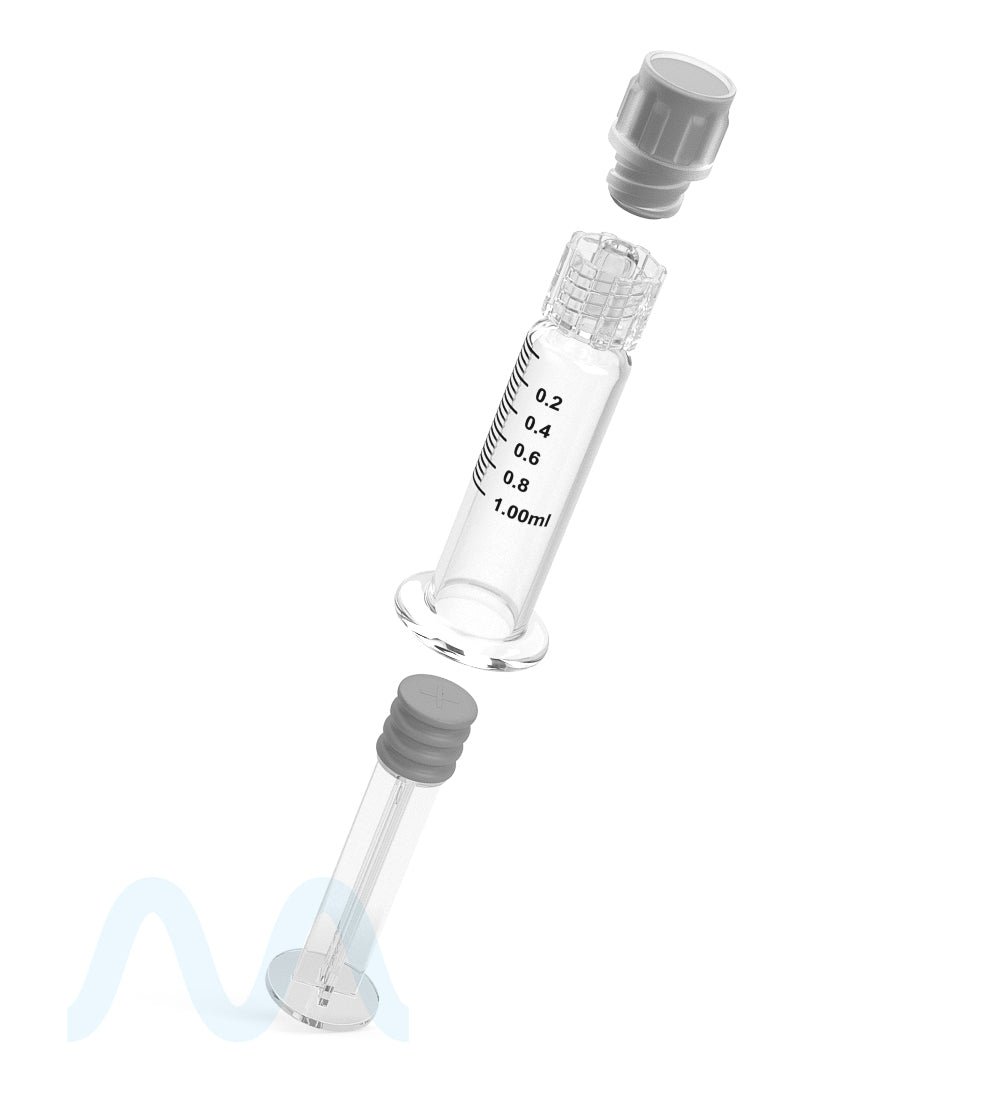 Luer Lock | Glass Dab Applicator Syringes | 1mL - 0.25mL Increments - 100 Count - 12