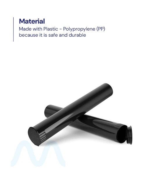 Child Resistant & Sustainable | 100% Biodegradable Pop Top Plastic Pre - Roll Tubes | 116mm - Black - 1000 Count - 8