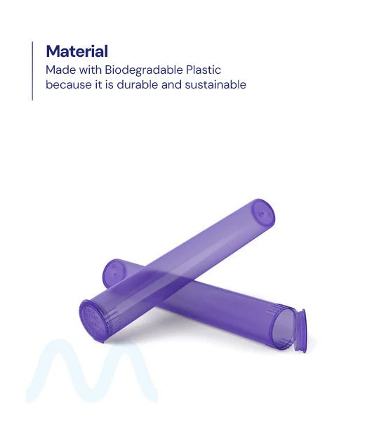 Child Resistant | King Size Pop Top Translucent Plastic Pre - Roll Tubes | 116mm - Purple - 1000 Count - 6