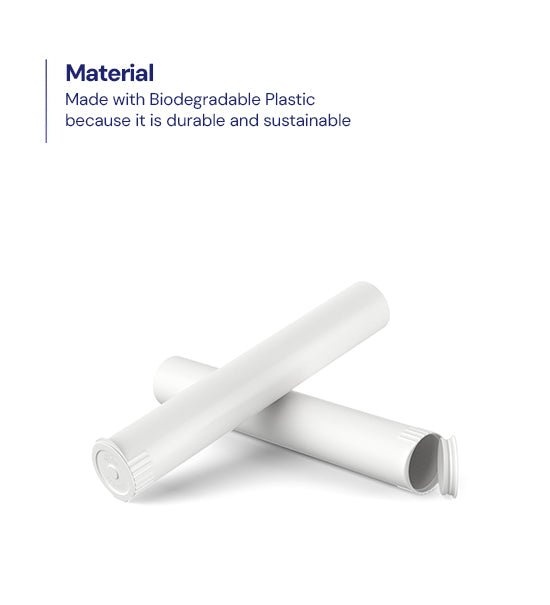 Child Resistant | King Size Pop Top Opaque Plastic Pre - Roll Tubes | 116mm - White - 1000 Count - 6