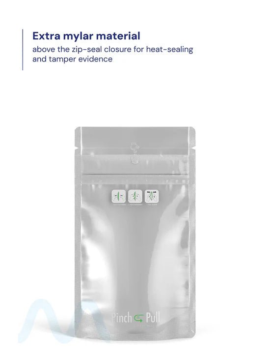 Child Resistant & Tamper Evident | Pinch N Pull Matte Black Vista PCR Mylar Bags | 4in x 7.4in - 7g - 250 Count - 6