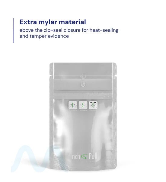 Child Resistant & Tamper Evident | Pinch N Pull Matte Black Vista PCR Mylar Bags | 3.6in x 5.8in - 3.5g - 250 Count - 3