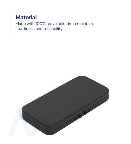 Child Resistant & Sustainable | Hinged - Lid Large Pre - Rolls Box | 120mm x 58mm - Black Tin - 100 Count - 4