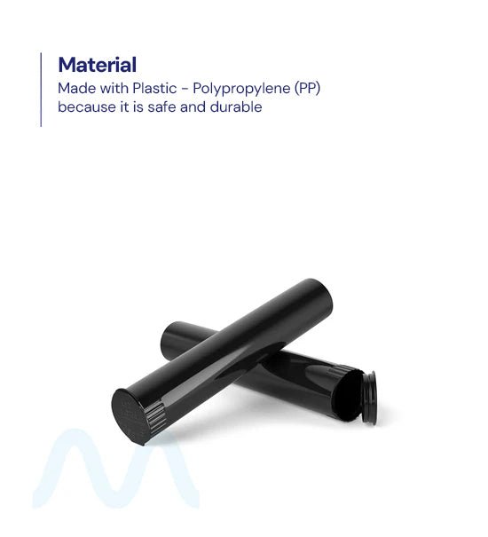 Child Resistant | Pop Top Opaque Plastic Pre - Roll Tubes | 95mm - Black - 1000 Count - 5